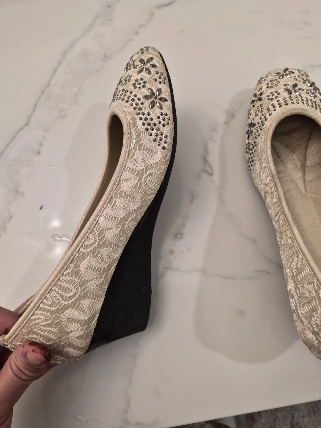 Style Women's Bejeweled Lace Ballet Flats - photo 2