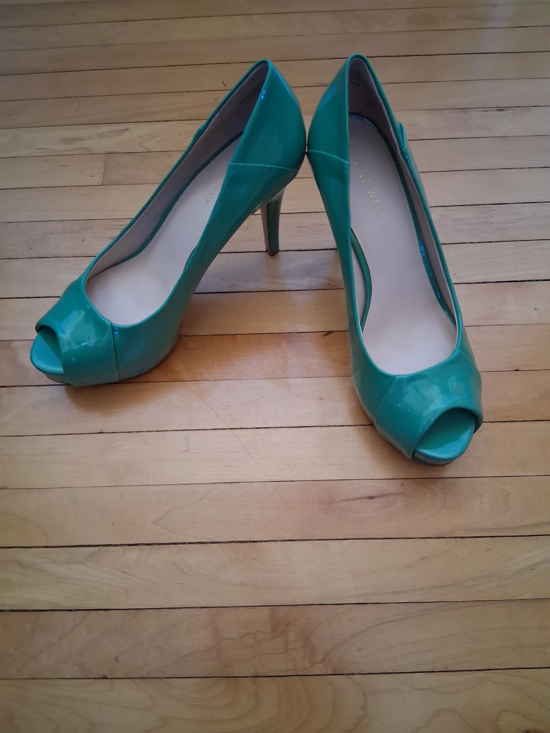 Nine West Teal Patent Peep-Toe Heels - photo 2