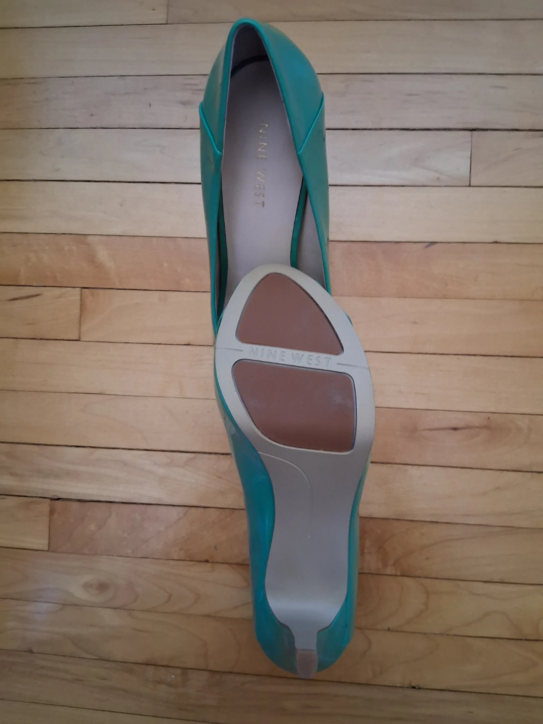 Nine West Teal Patent Peep-Toe Heels - photo 4