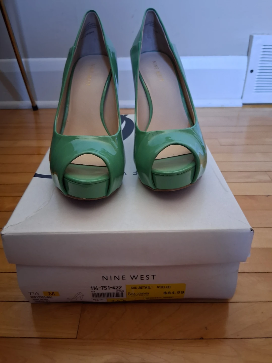 Nine West Teal Patent Peep-Toe Heels - photo 5