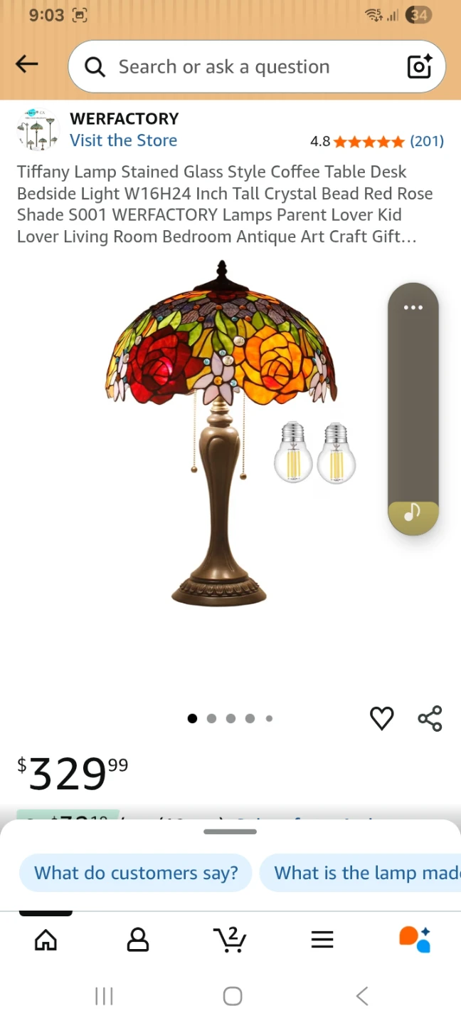 🧡Tiffany Style Stained Glass Table Lamp 2 available - photo 4