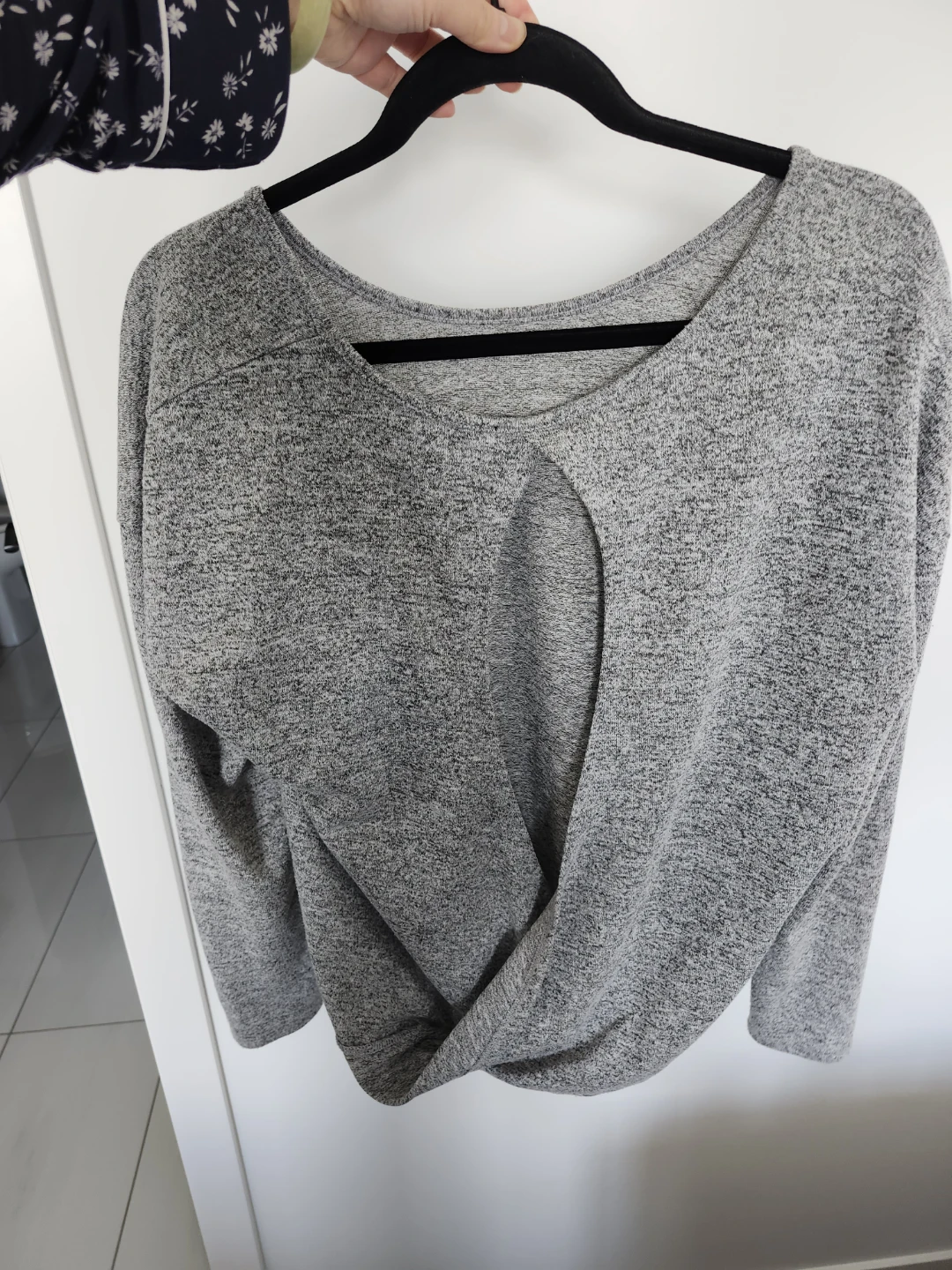 Grey Open Back Long Sleeve Sweater - Size M