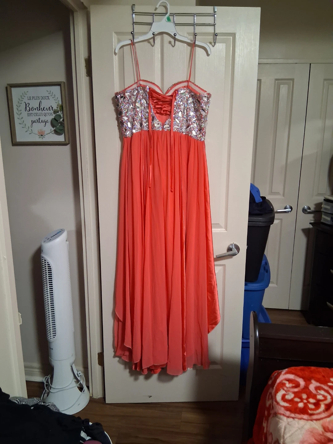 Coral Beaded Halter Neck Formal Dress - photo 2