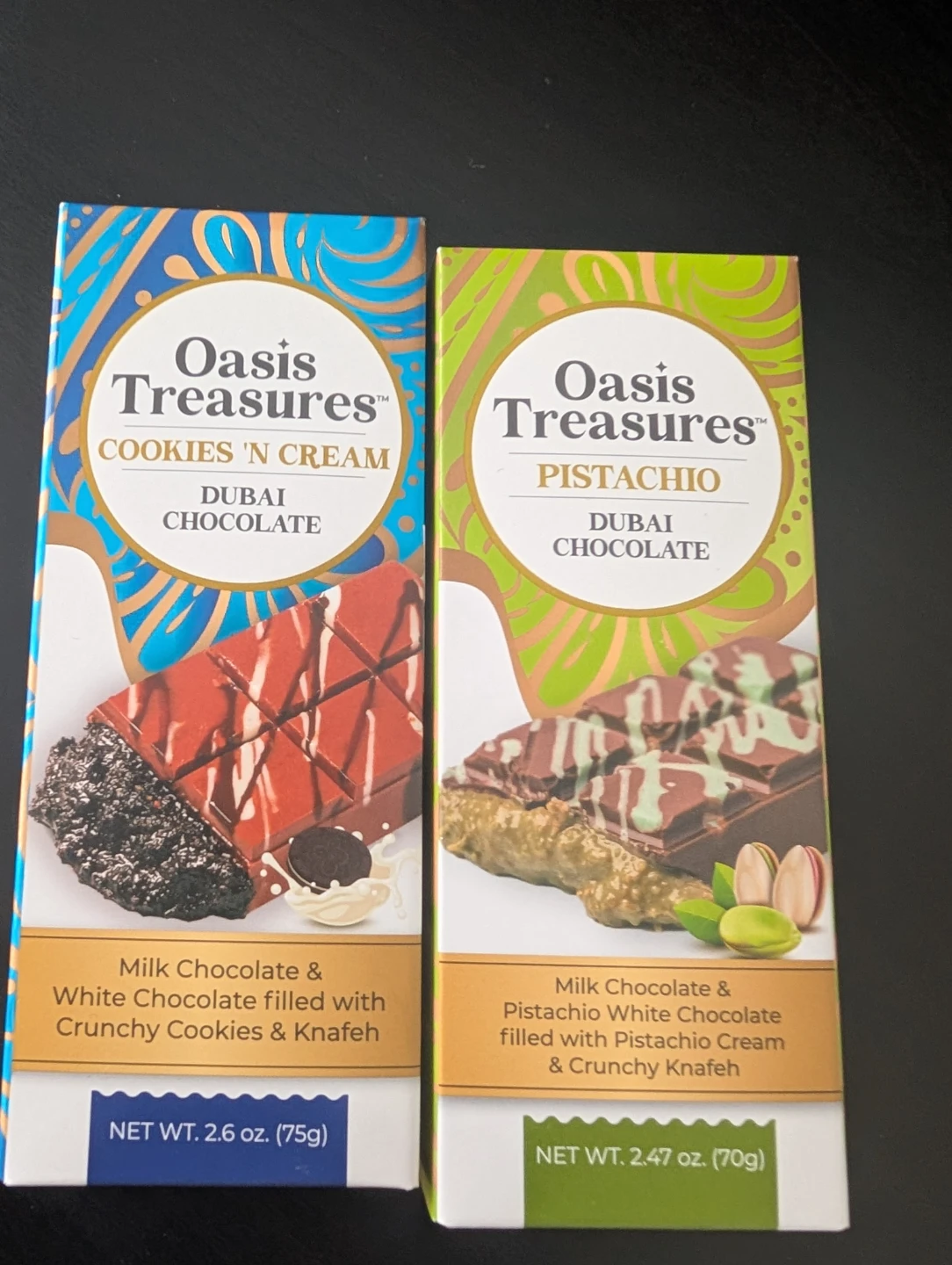 Oasis Treasures Dubai Chocolate Bars - Pistachio & Cookies