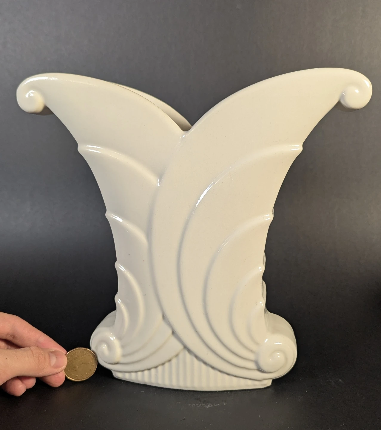 Abingdon Cream Ceramic Art Deco Vase - photo 5
