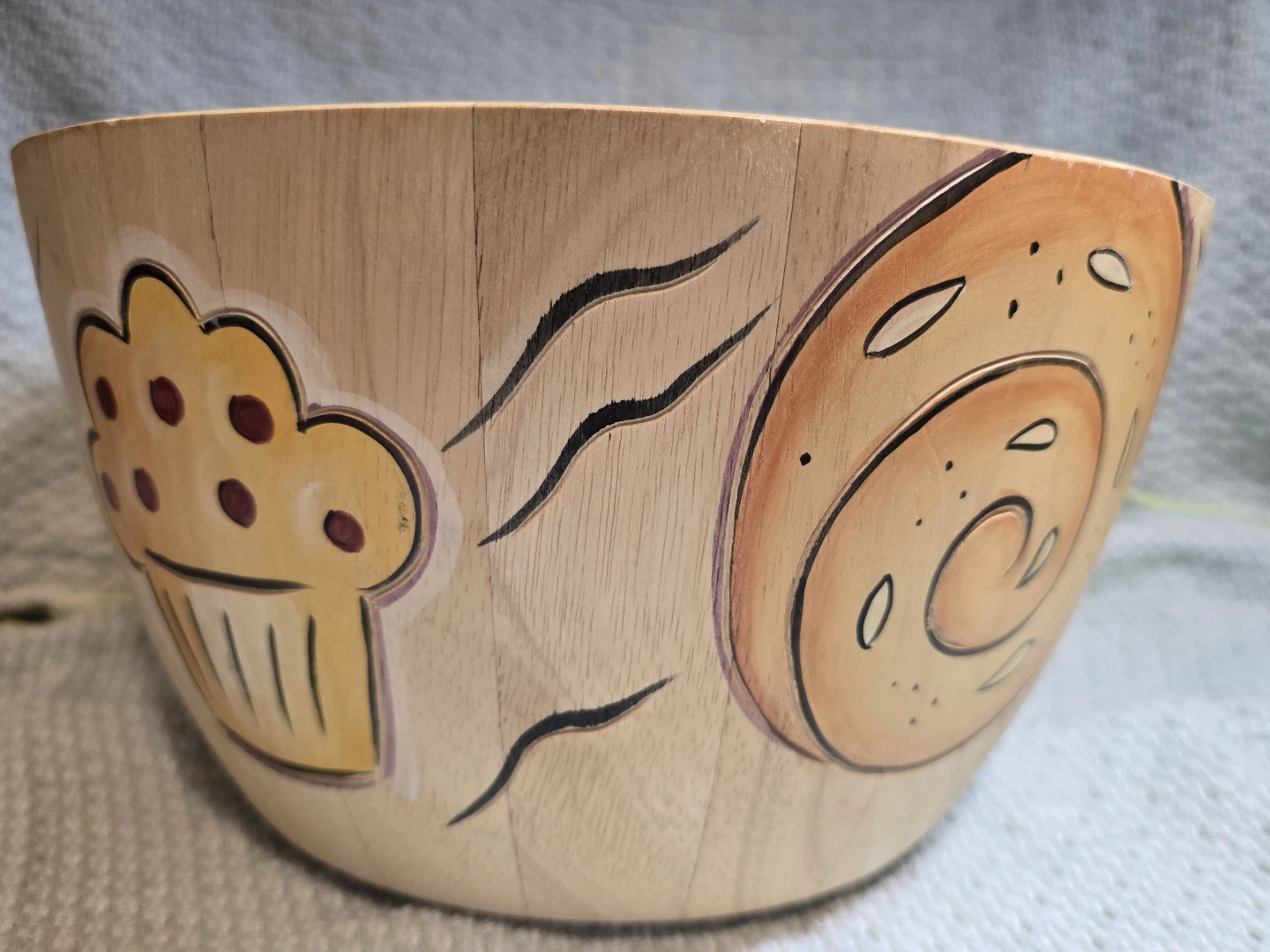 Clay Art Wooden Bowl with Food Graphics - photo 3