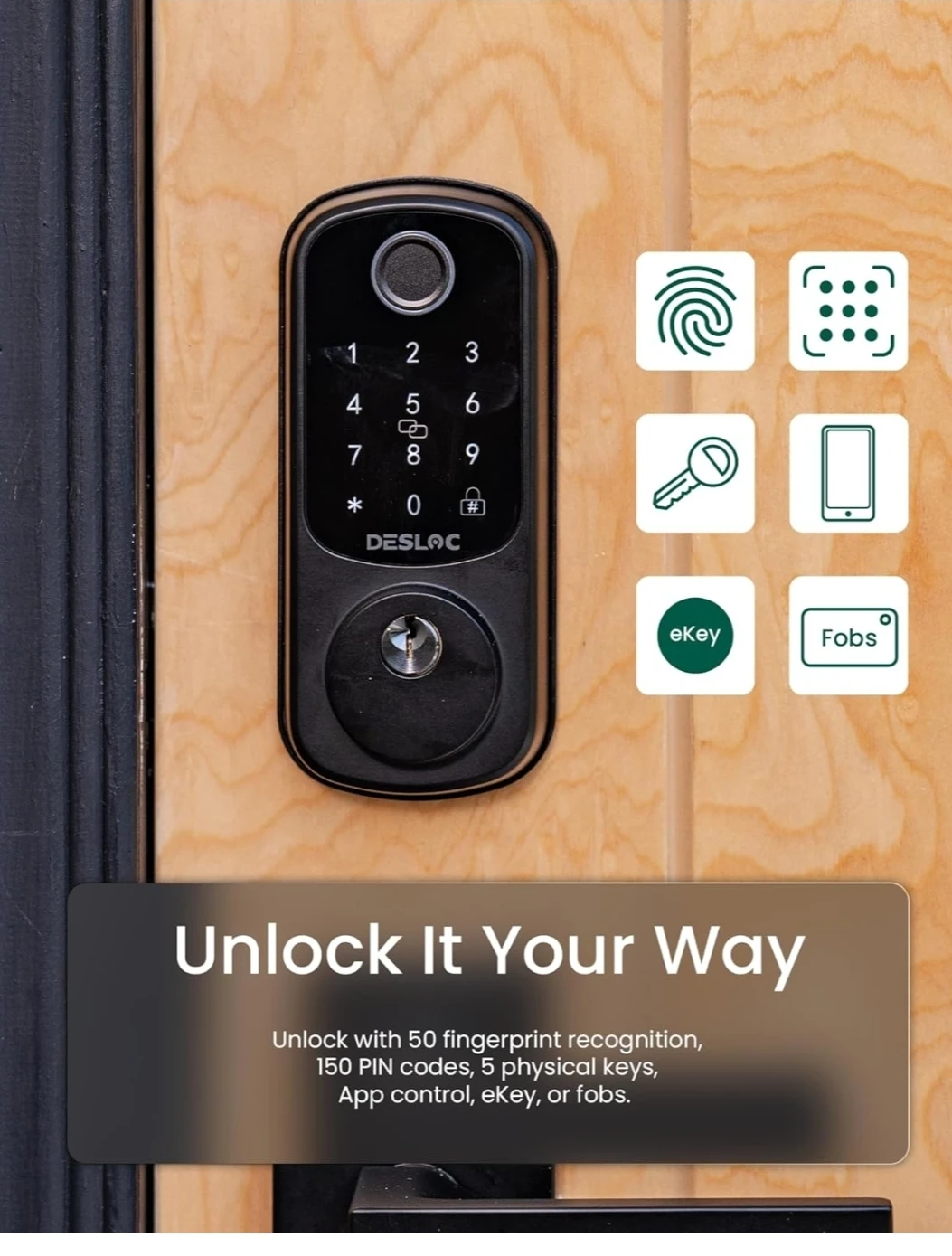 DESLOC Smart Lock with Fingerprint and App Control - photo 2