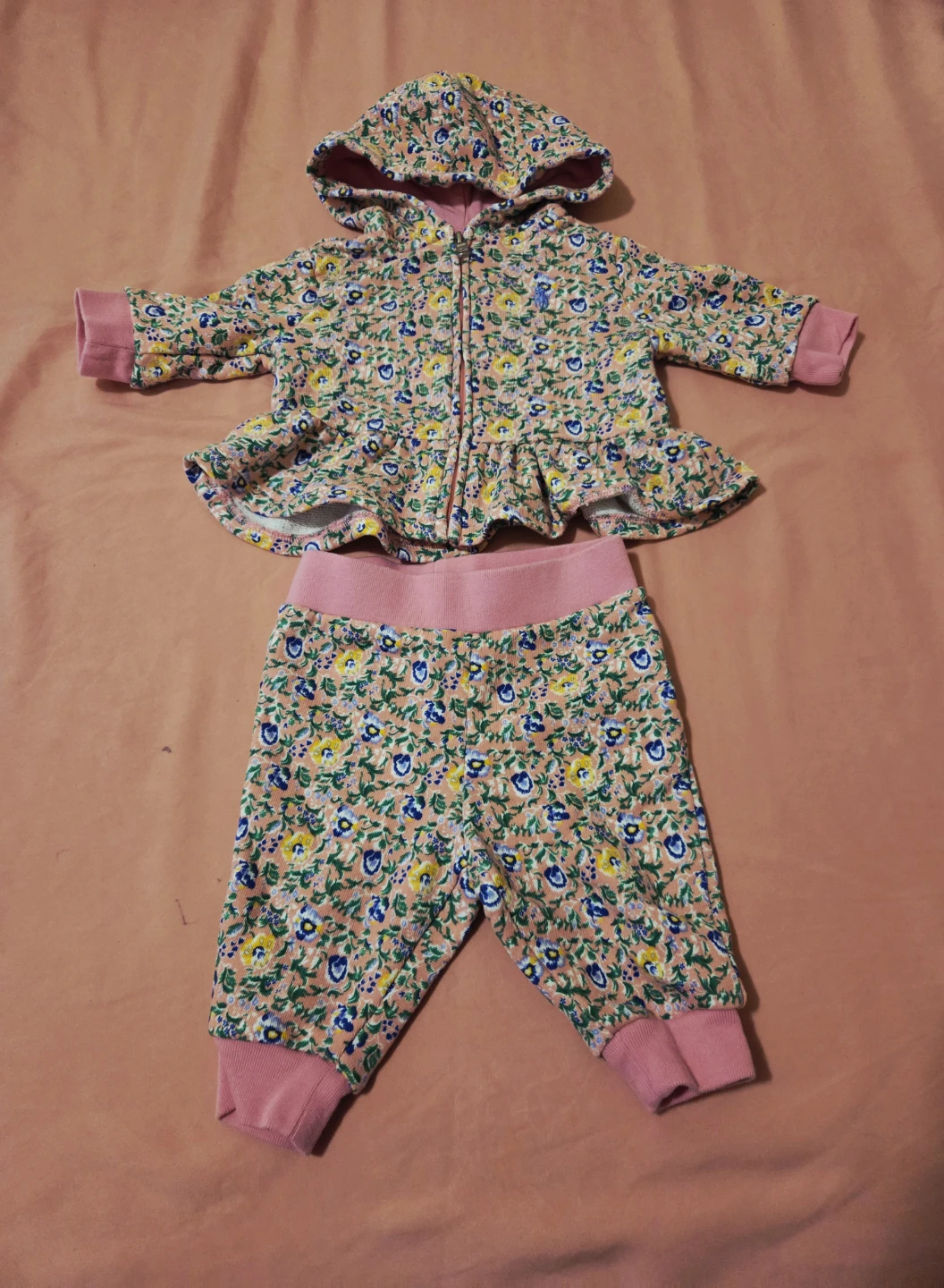 Ralph Lauren Baby Girl Floral Hoodie and Pants Set