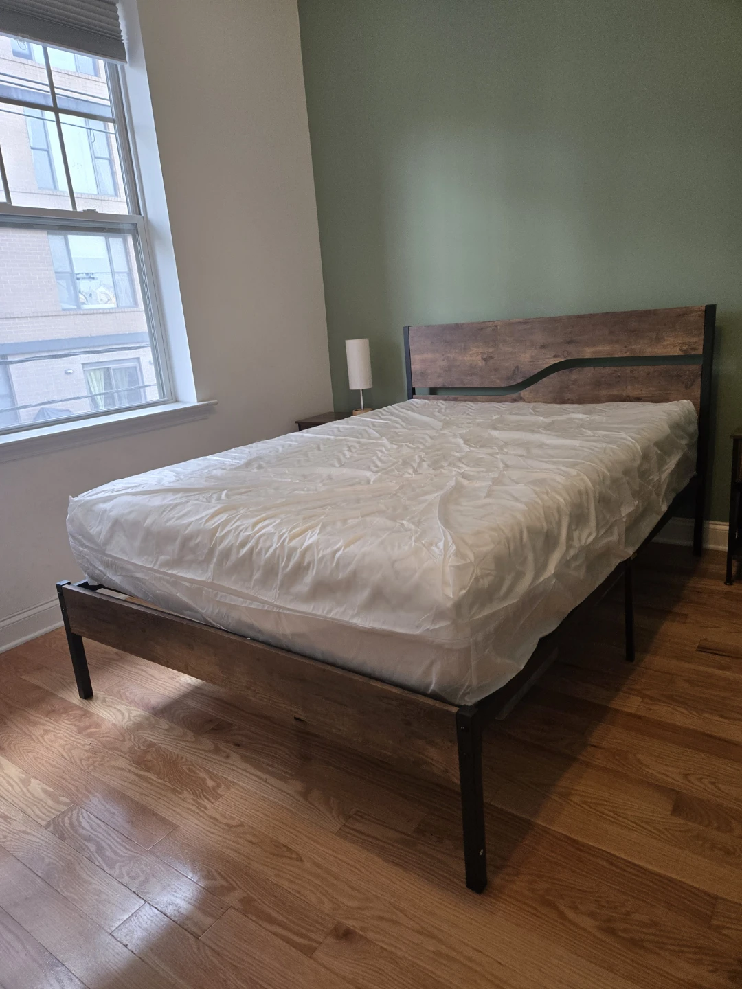 Wooden Full Size Bed Frame with Mattress - photo 2