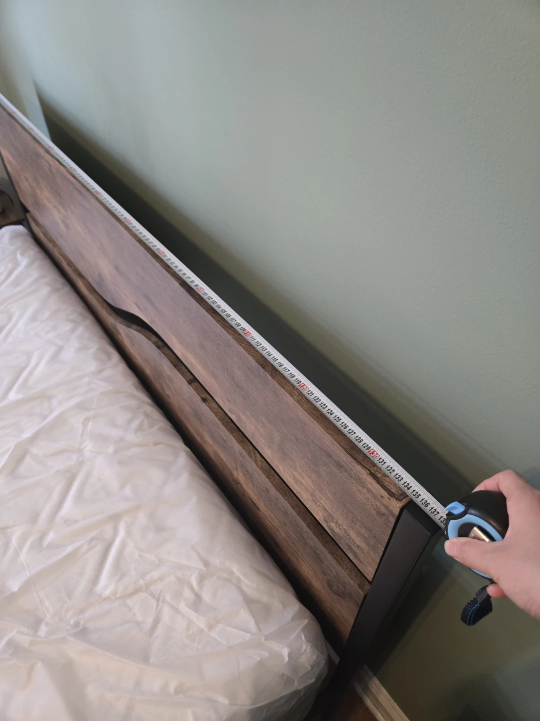 Wooden Full Size Bed Frame with Mattress - photo 3