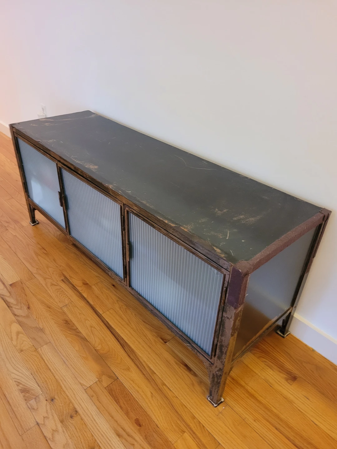 Vintage Crate and Barrel Casement Credenza Metal & Frosted Glass - photo 3