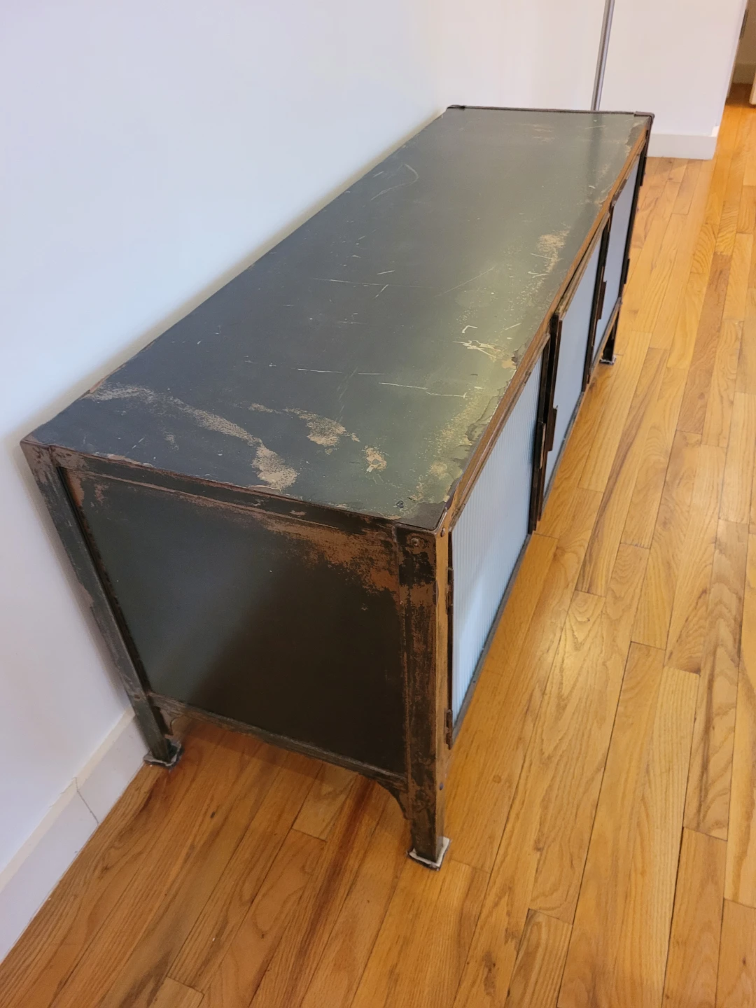 Vintage Crate and Barrel Casement Credenza Metal & Frosted Glass - photo 4