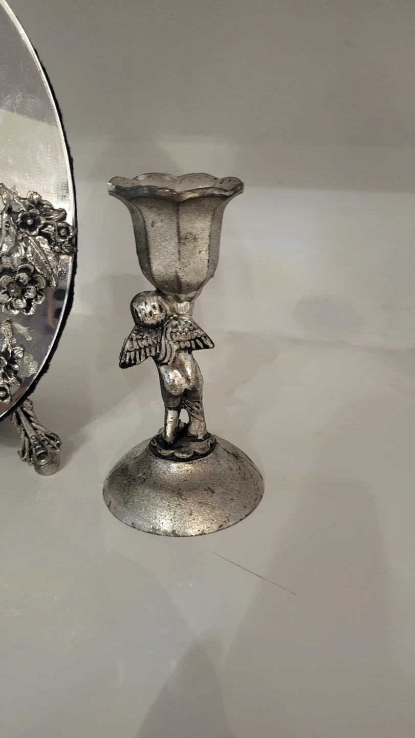 Vintage Cherub Candlestick Holder with a beautiful mirror - photo 4