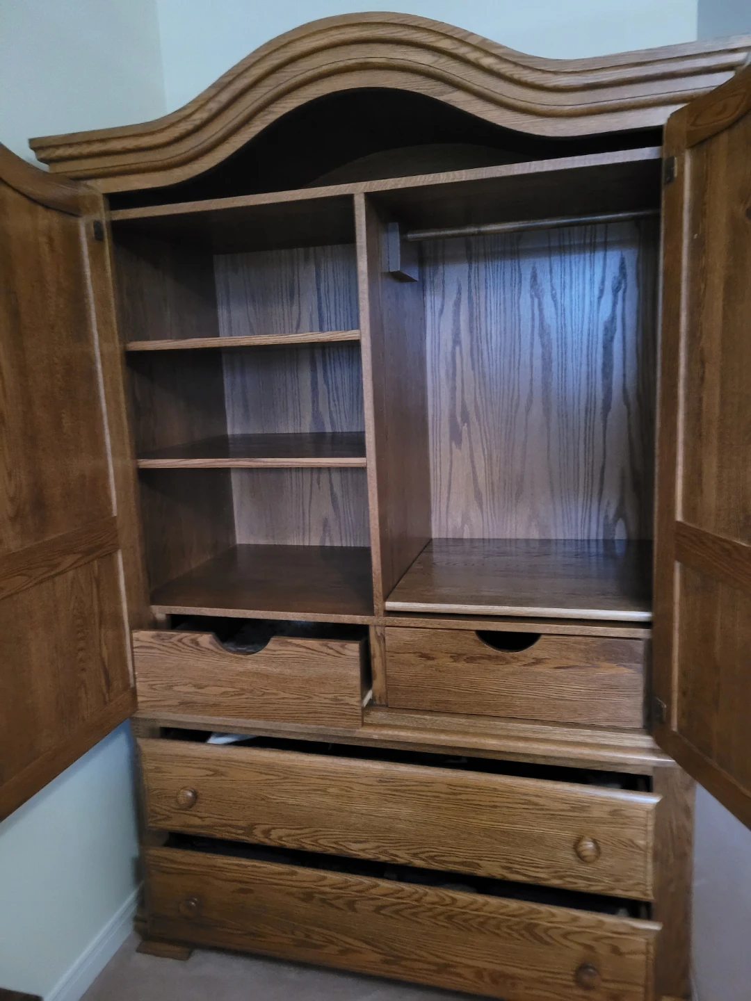 Solid Wood Armoire Wardrobe with Drawers - photo 2
