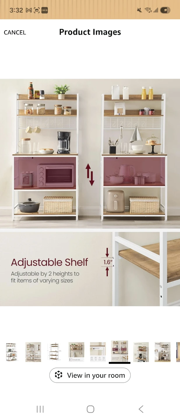 VASAGLE Bakers Rack with Power Outlet