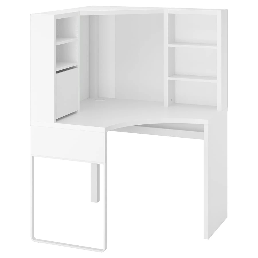 White Corner Desk with Shelving