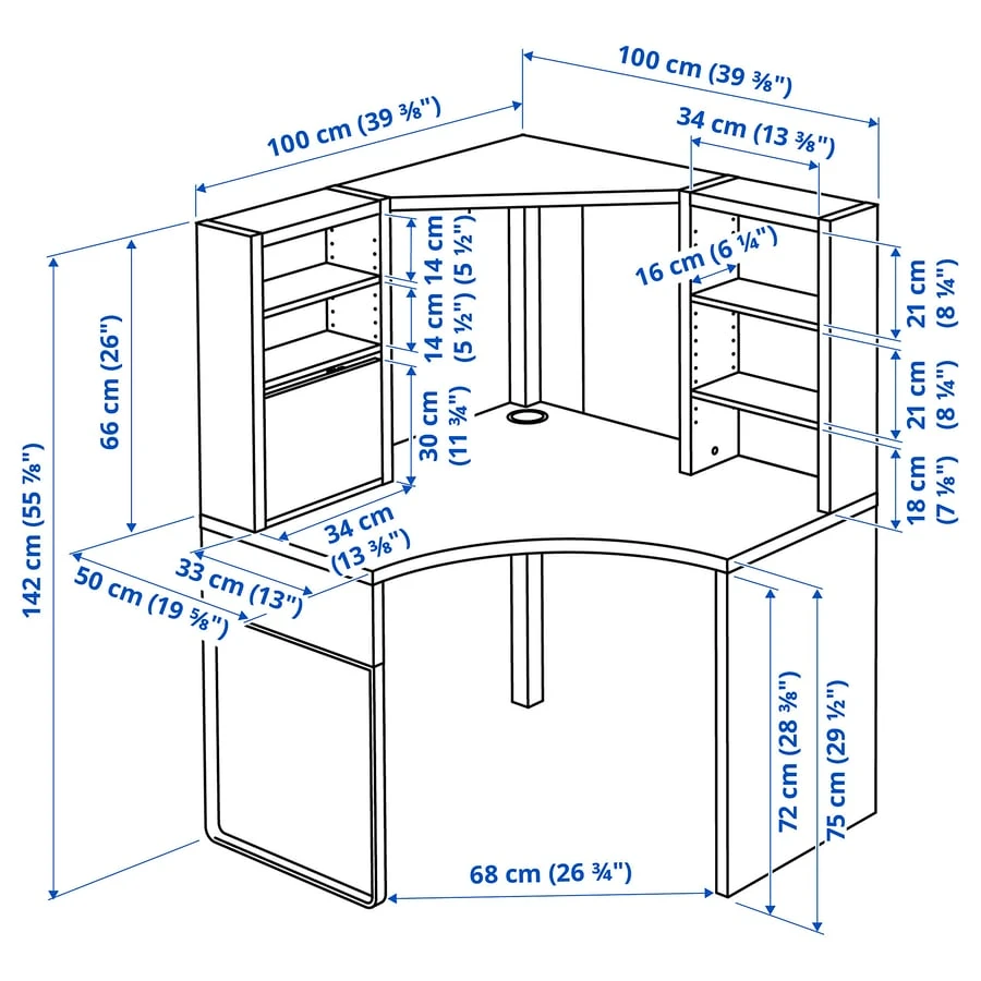 White Corner Desk with Shelving - photo 3