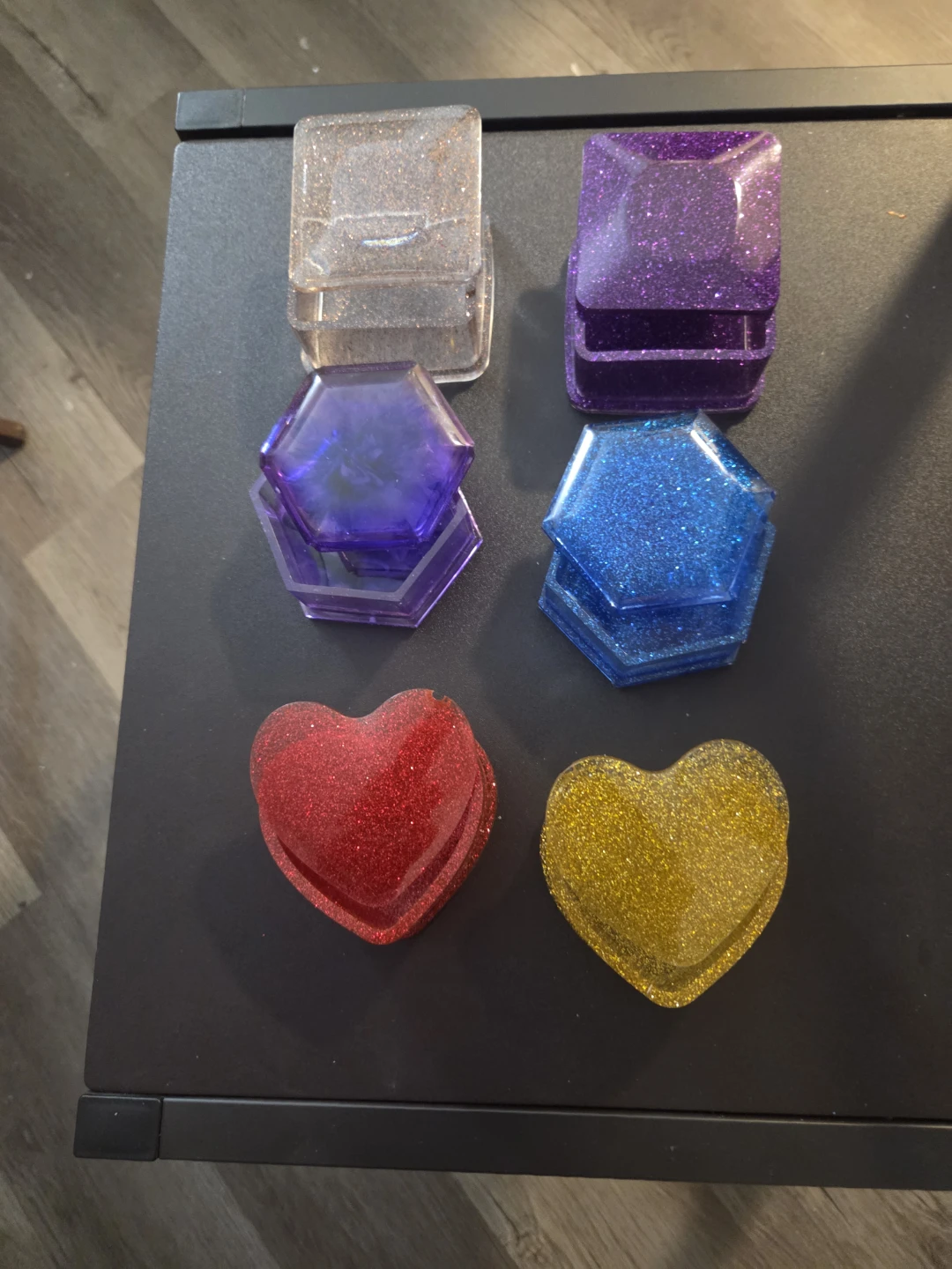 Set of Glitter Resin Trinket Dishes and Small Jars
