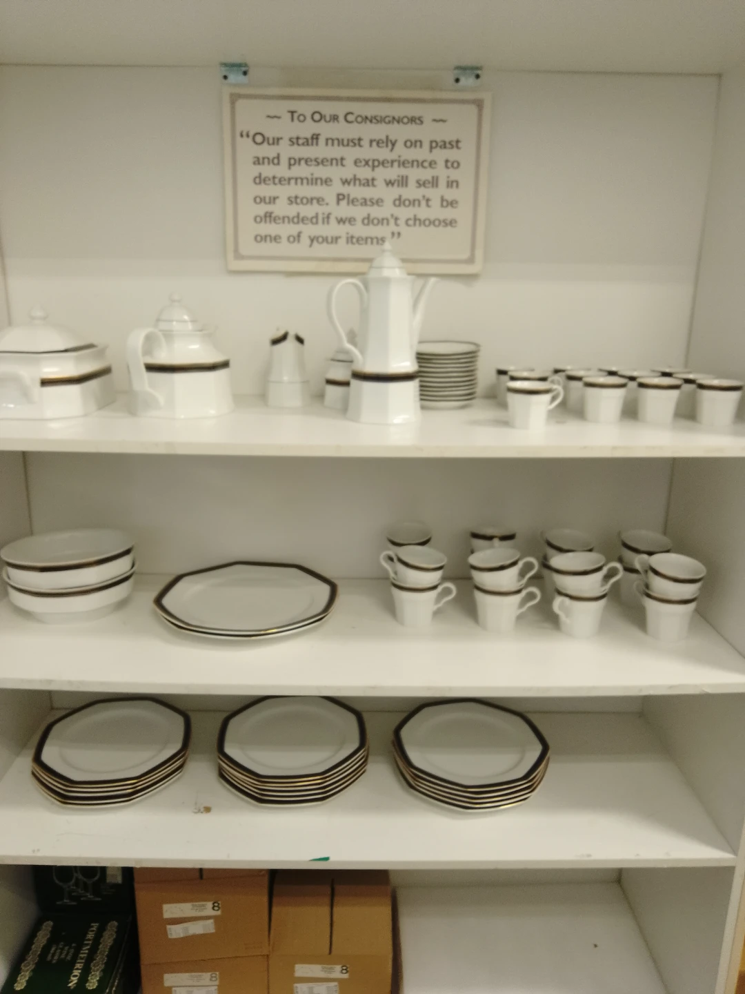 White Dinnerware Set with Gold Trim