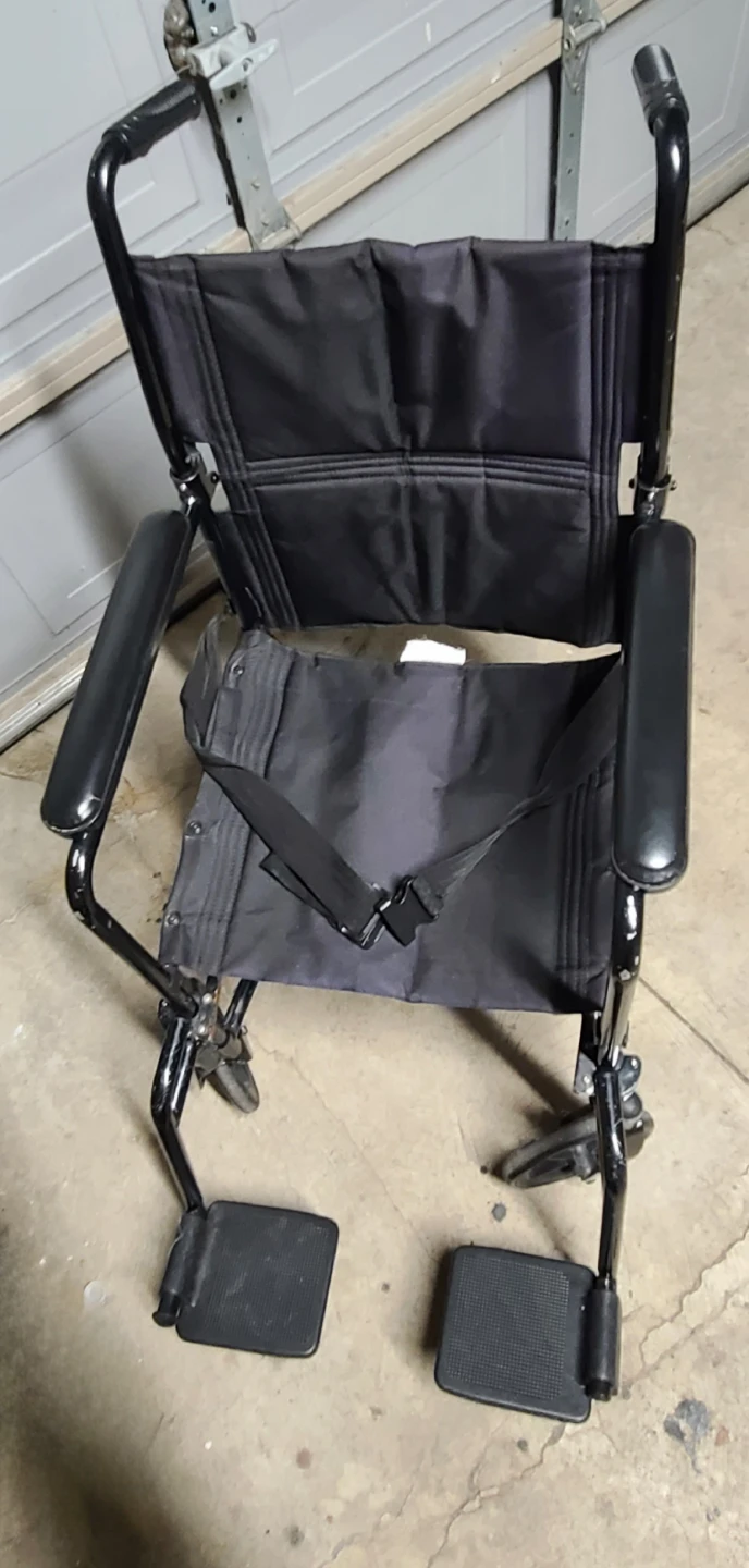 Black Transport Wheelchair with Seatbelt
