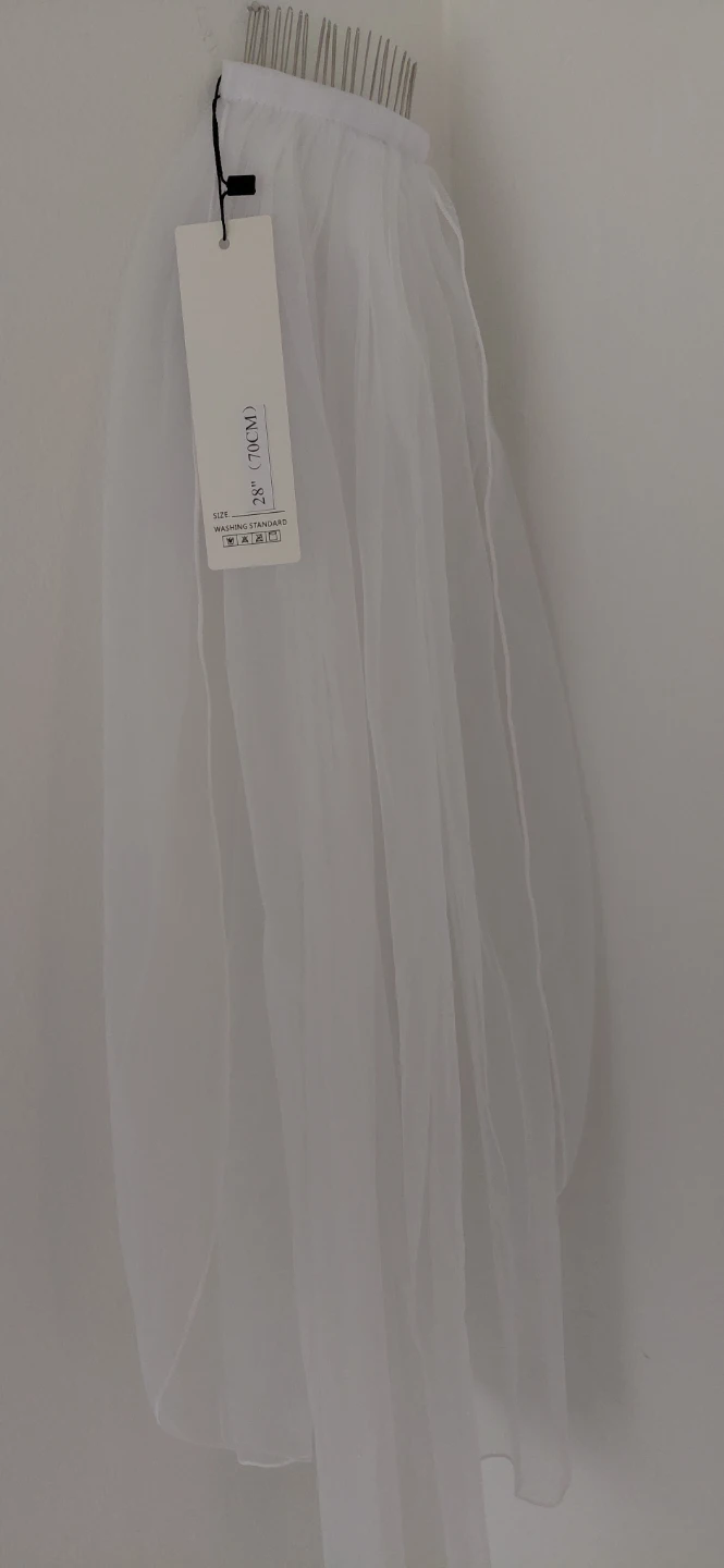 White Wedding Veil with Comb - 28" (70cm)