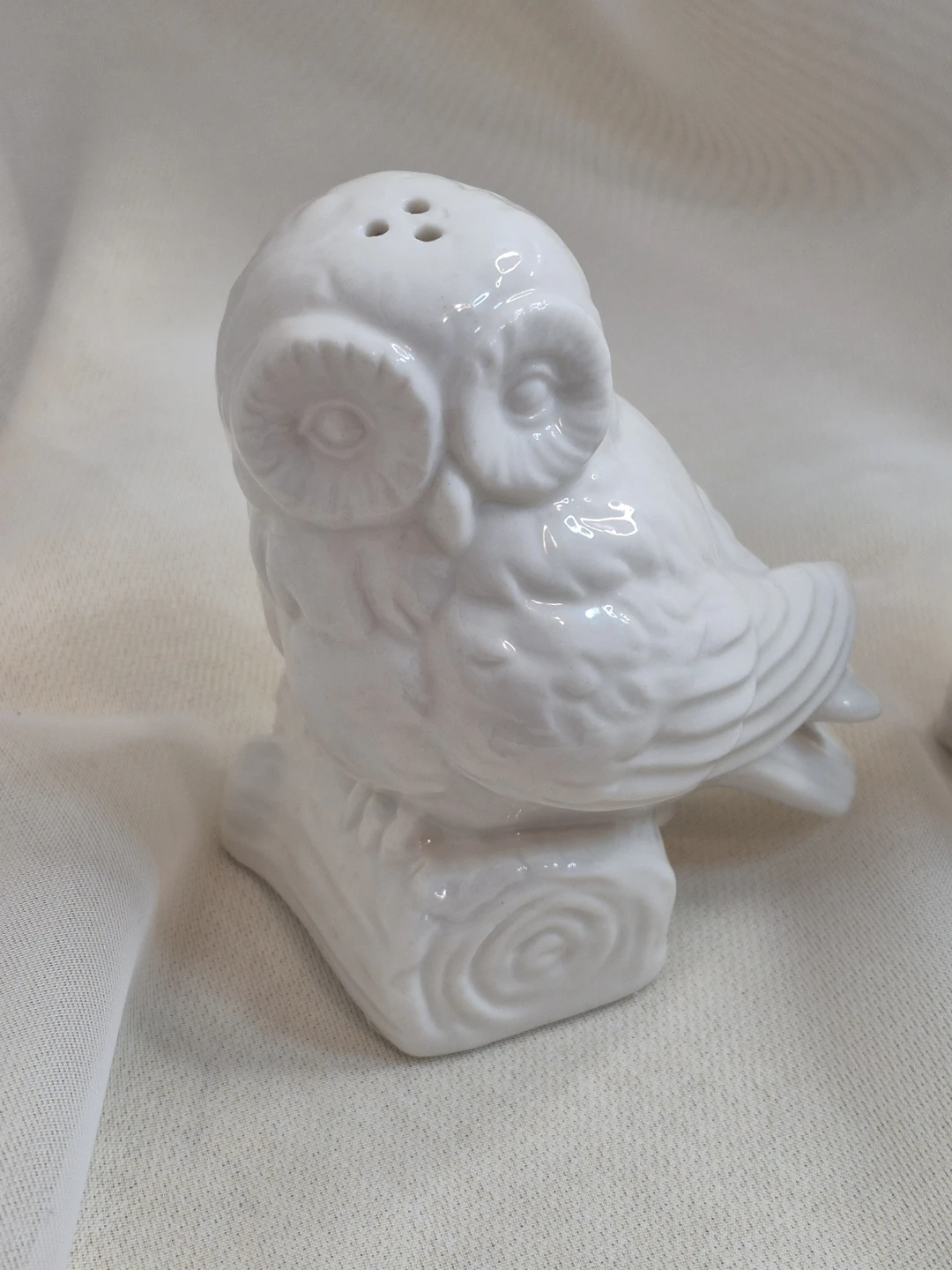 So Cute Pair of White Ceramic Owl Salt & Pepper Shakers - photo 5