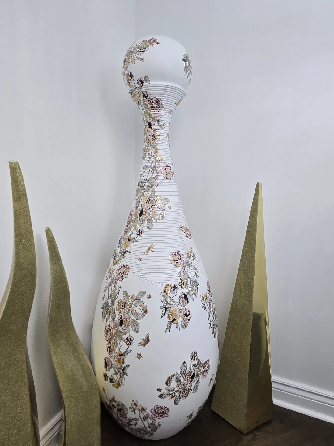 Large Decorative Vase with Floral Design