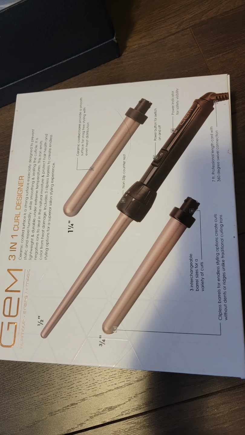 GEM Professional 3-in-1 Ceramic Curl Styling Iron - photo 4