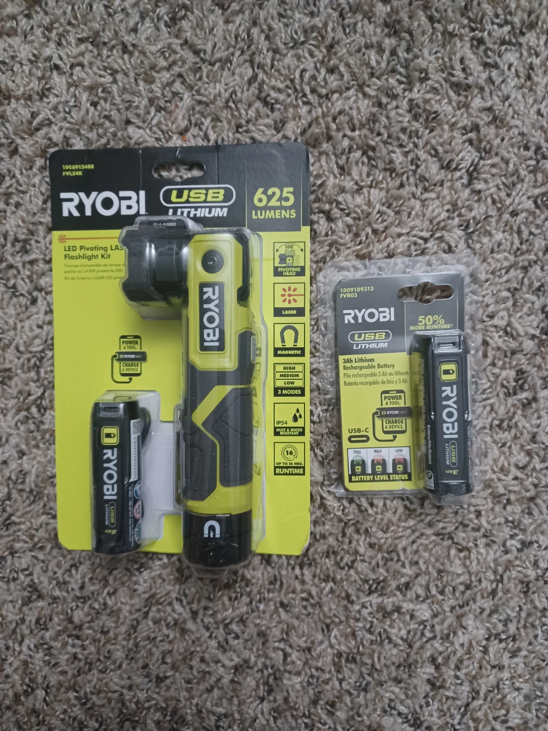 Ryobi USB Lithium 625 Lumens LED Pivoting Flashlight