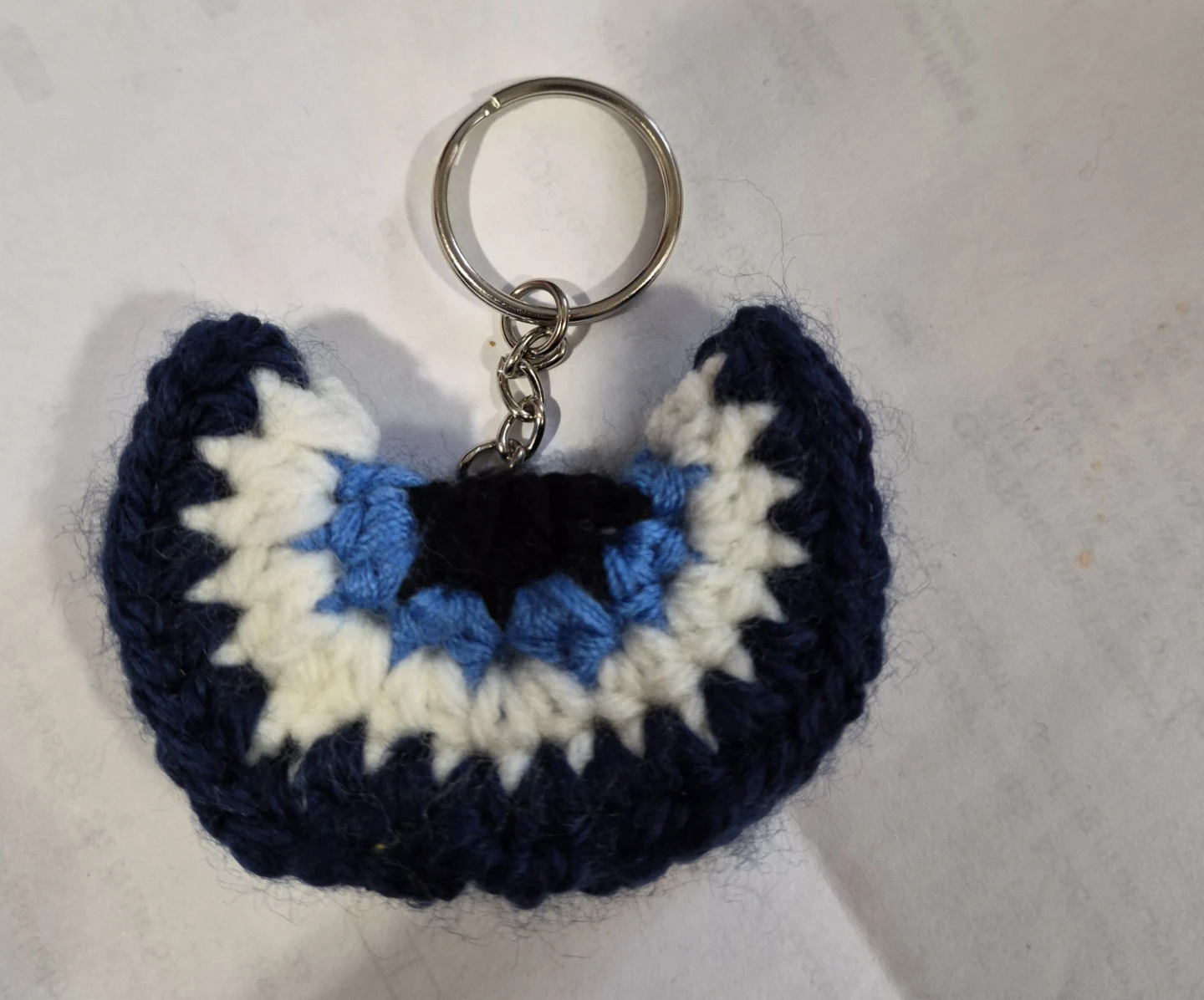 Crocheted Keychain - Blue, White, and Black - photo 2