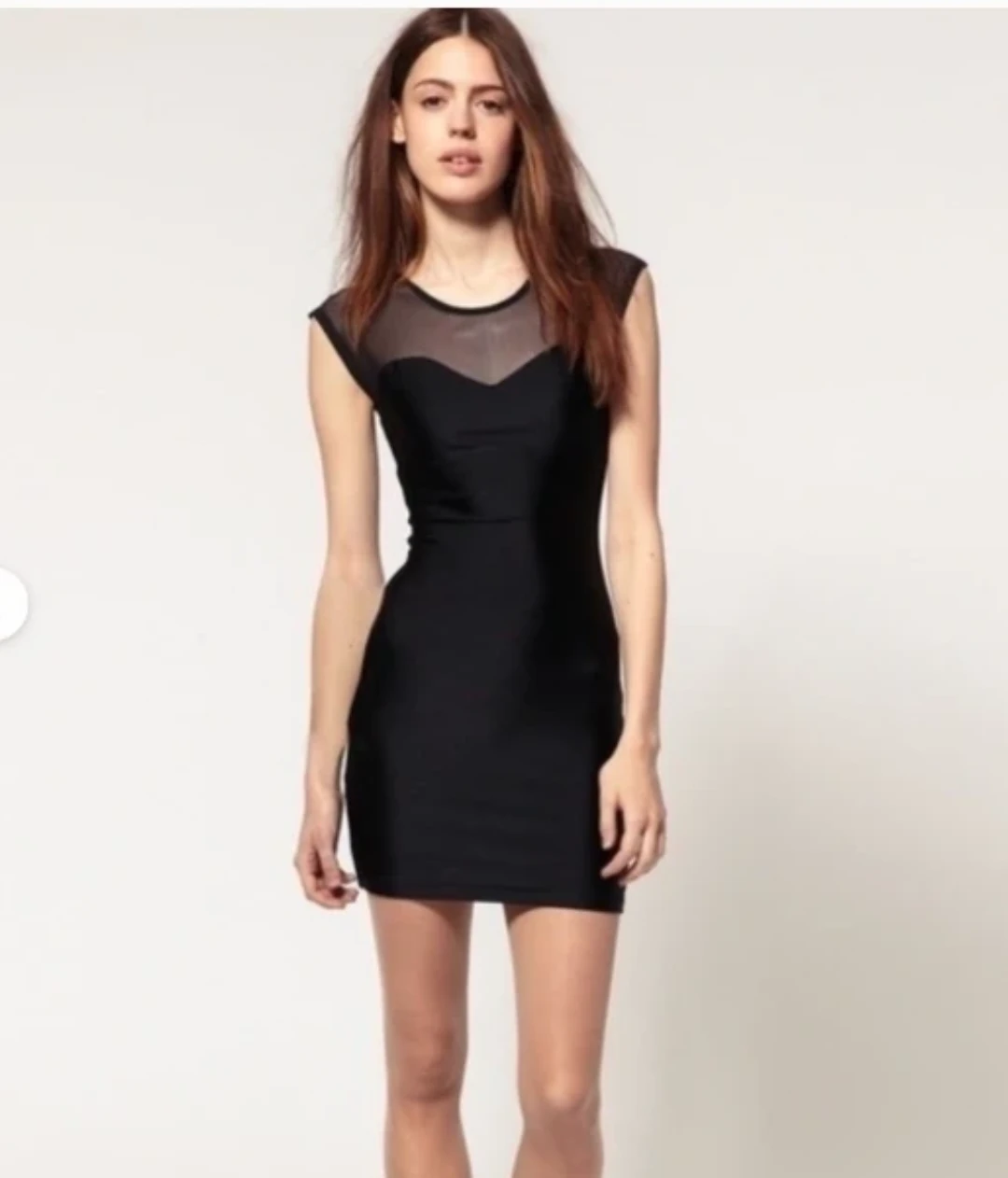 American Apparel Black Mesh Neckline Sheath Dress - photo 3