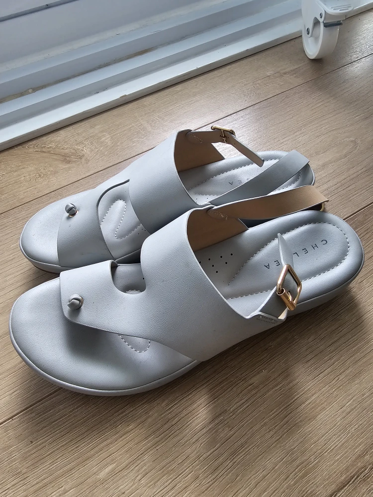 CHELSEA Light Grey Faux Leather Women's Sandals - photo 3