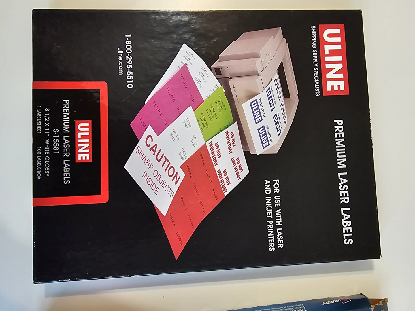 Uline Premium Laser Labels 8 1/2" x 11" White Glossy