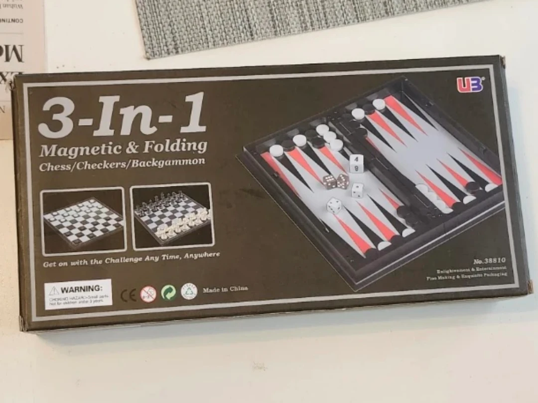 3-In-1 Magnetic Folding Chess/Checkers/Backgammon Game Set - photo 2