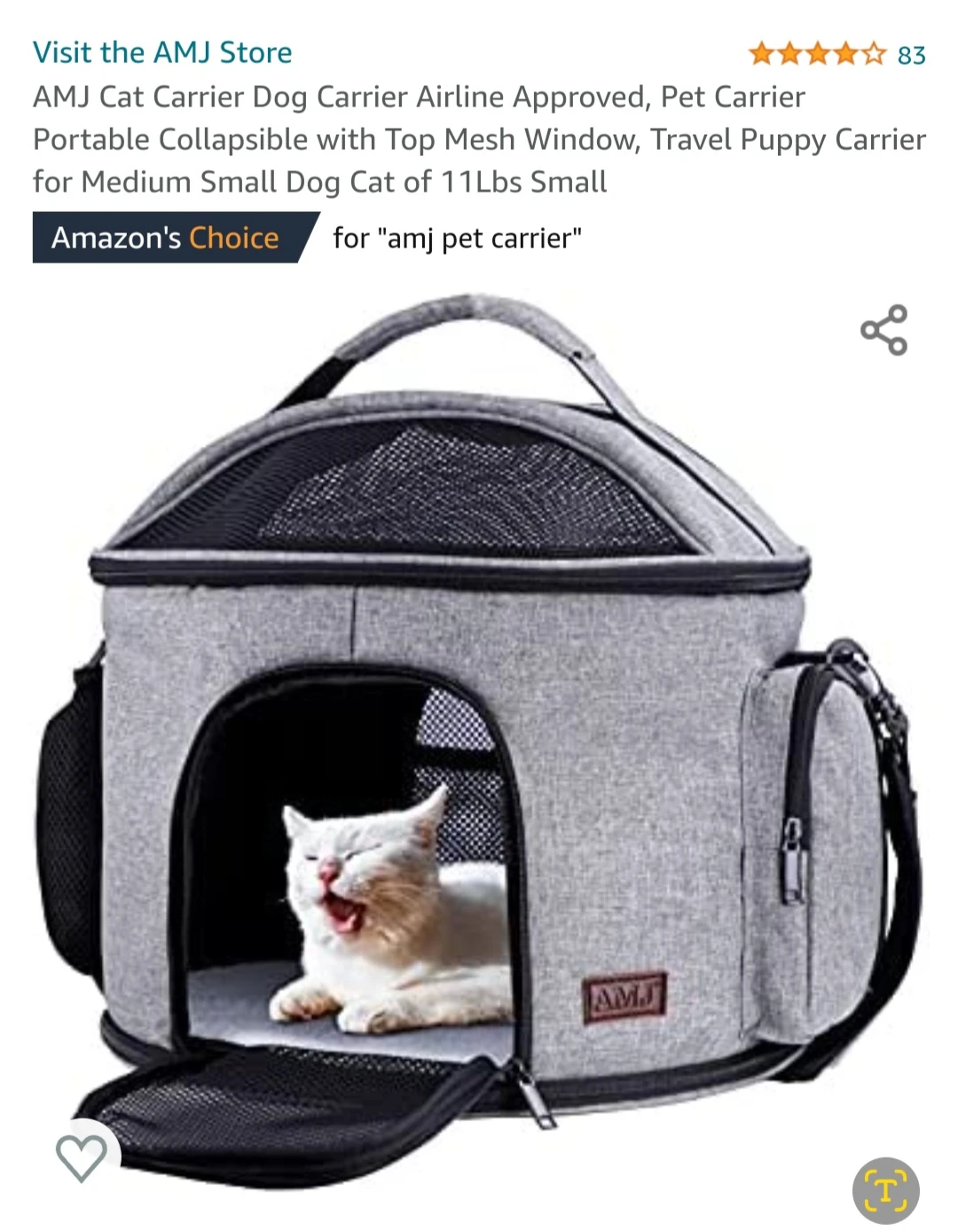 AMJ Cat Carrier Dog Carrier Airline Approved, Pet Carrier Po....
