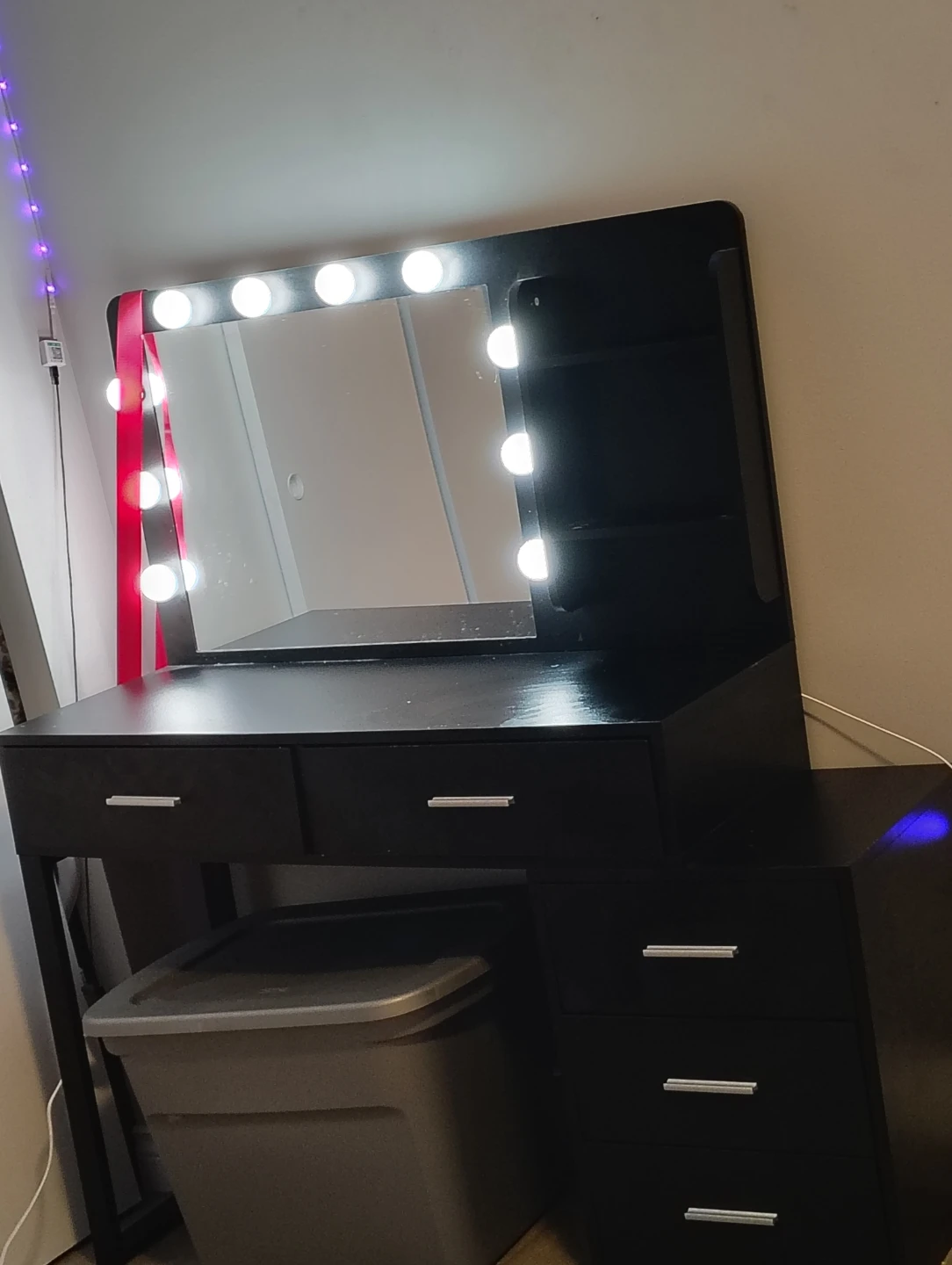 Black Vanity Desk with Lights
