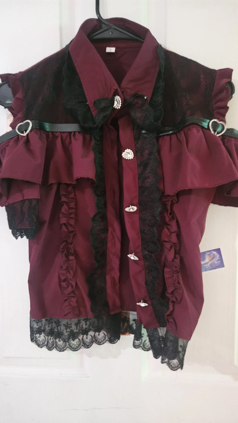 Red jirai kei blouse