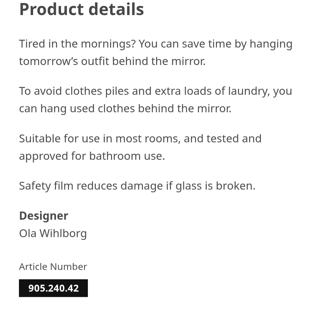 IKEA NISSAFORS Mirror with Clothes Rack - photo 5