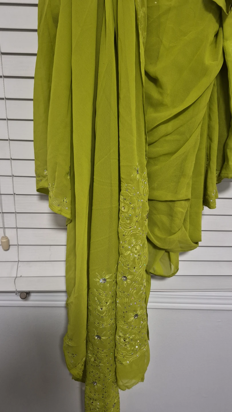 Lime Green Embroidered Saree with Blouse