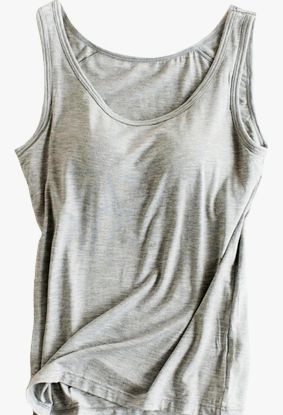 NEW Women’s Gray Tank Top with Built-in Shelf Bra - Size XXL -