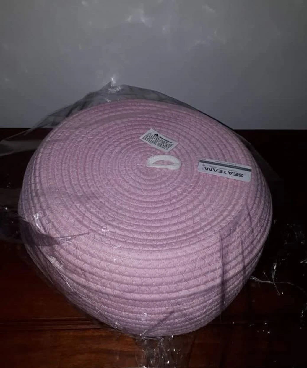 Pink Cotton Rope Storage Basket with Lid - photo 2