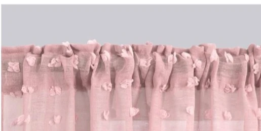 Pink Sheer Curtains with Pom Pom Texture - photo 2