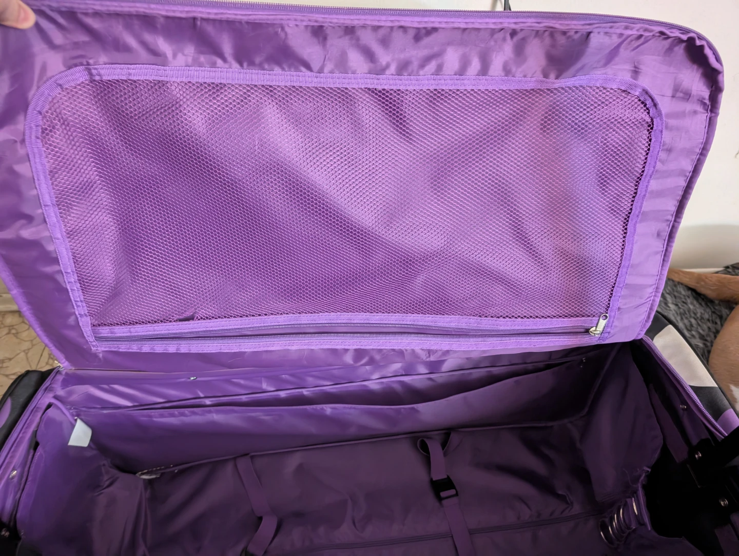 Purple and Black Polka Dot Rolling Travel Bag - photo 2