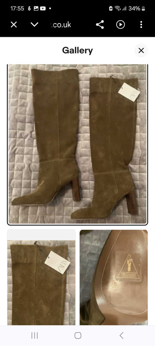ZARA Knee-High Suede Boots - Size 41 (EU)