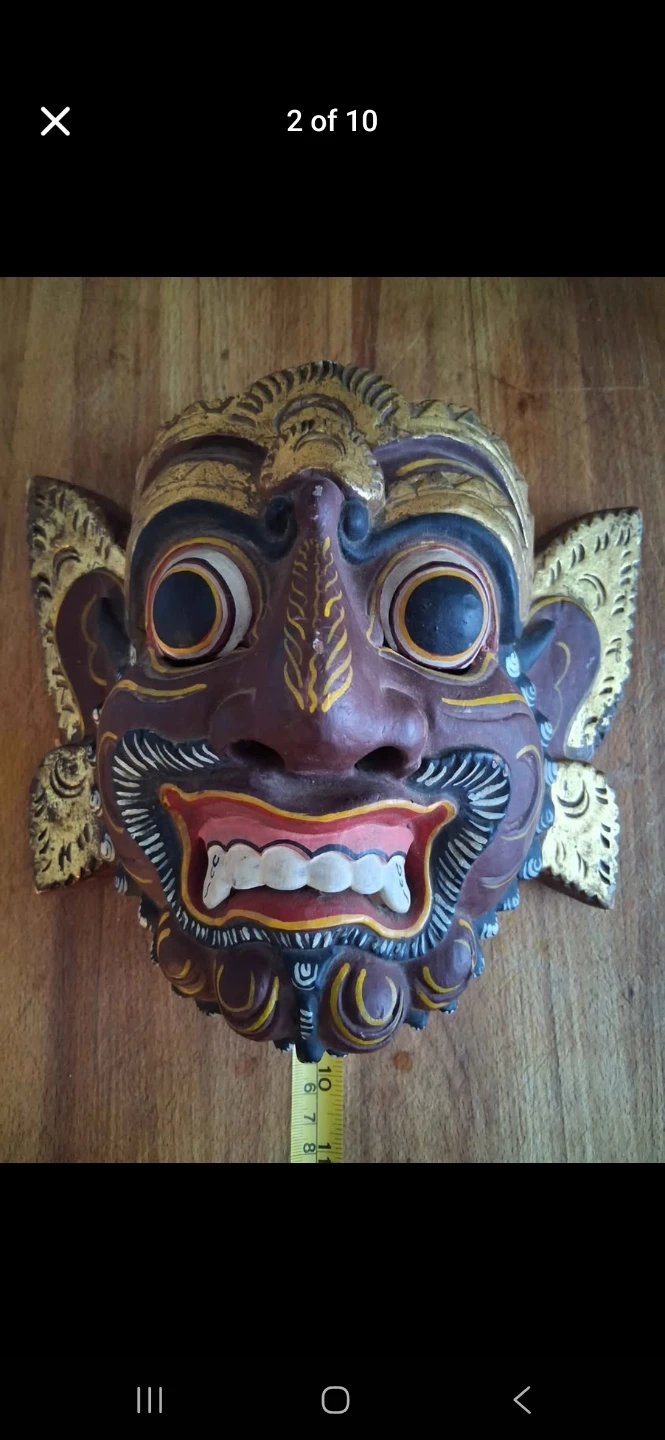Hand Carved Wooden Mask Decoration - photo 2