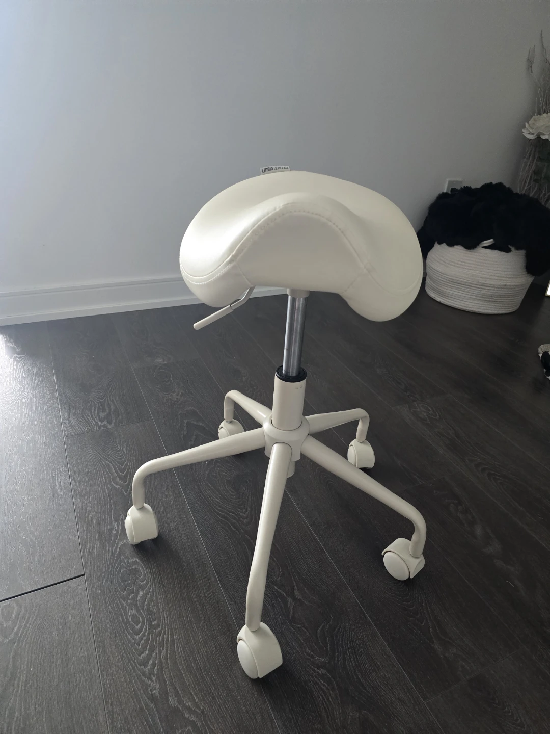 Beige/off white Ergonomic Saddle Seat Rolling Stool Chair - photo 2