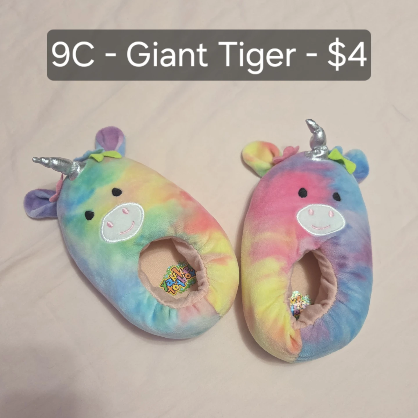 Kids Rainbow Unicorn Slippers Size 9C