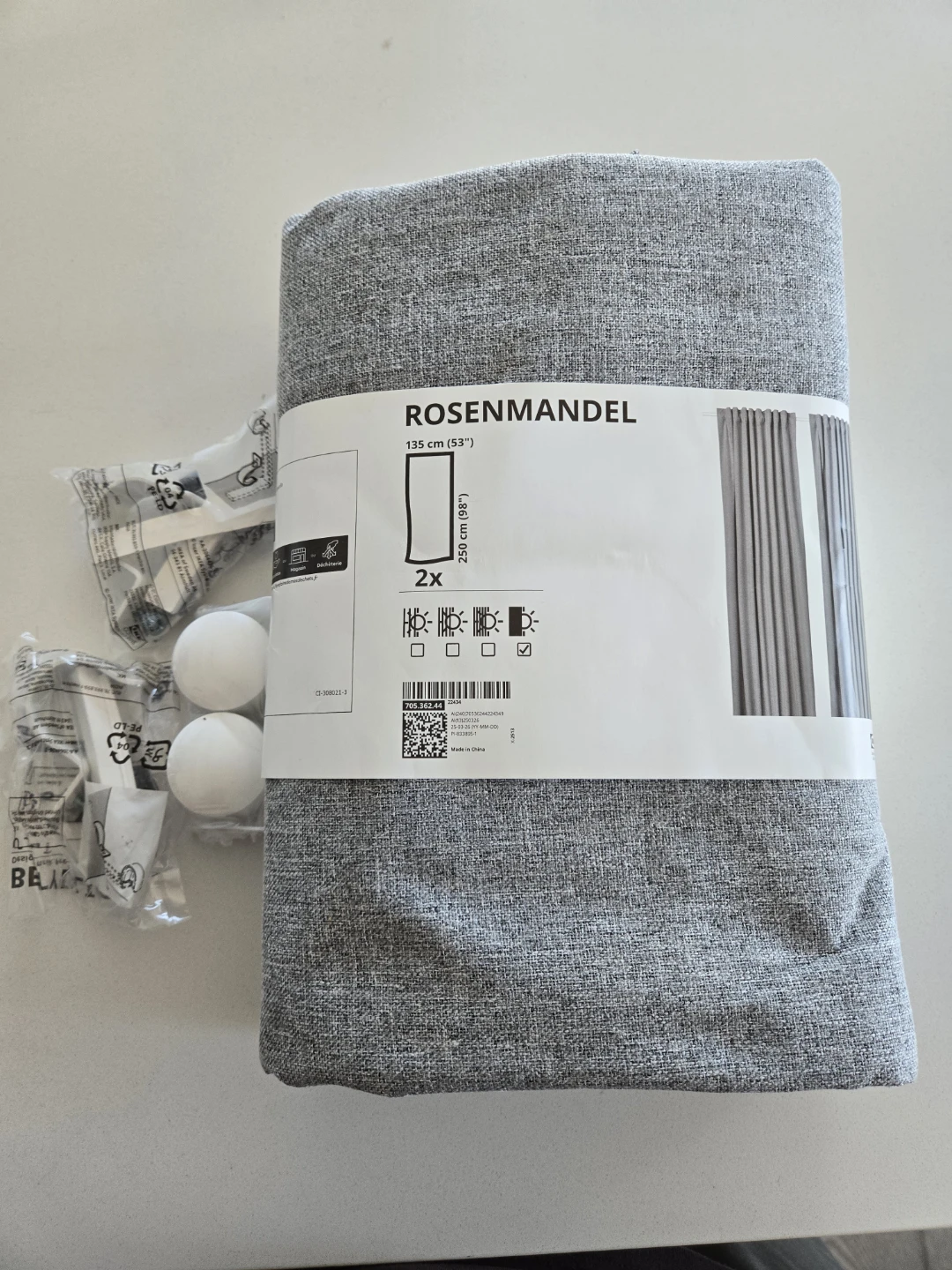 IKEA ROSENMANDEL Curtains Grey 135x250 cm (Set of 2)