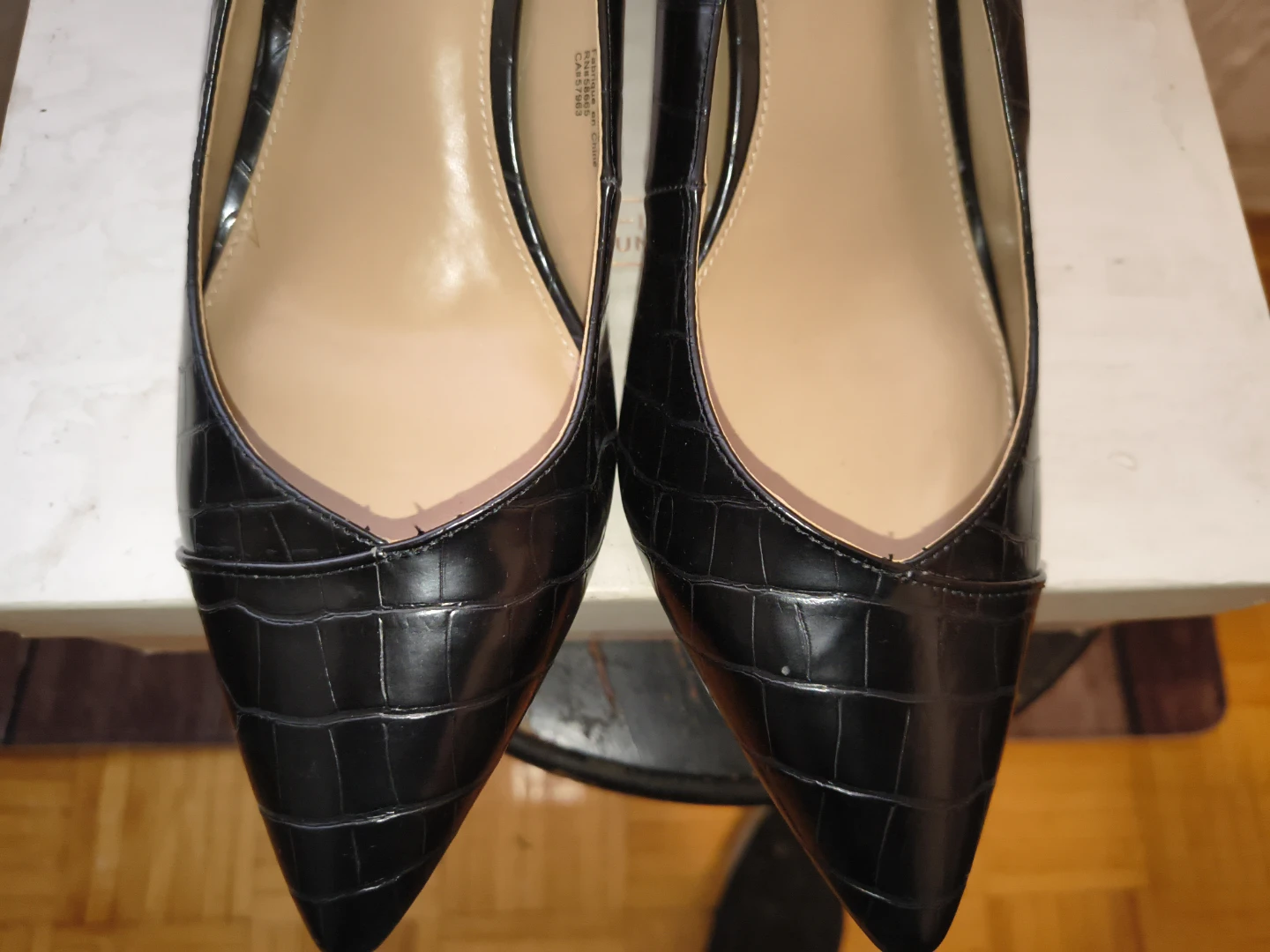14th & Union Black Croc Embossed Slingback Heels 12 Medium - photo 3