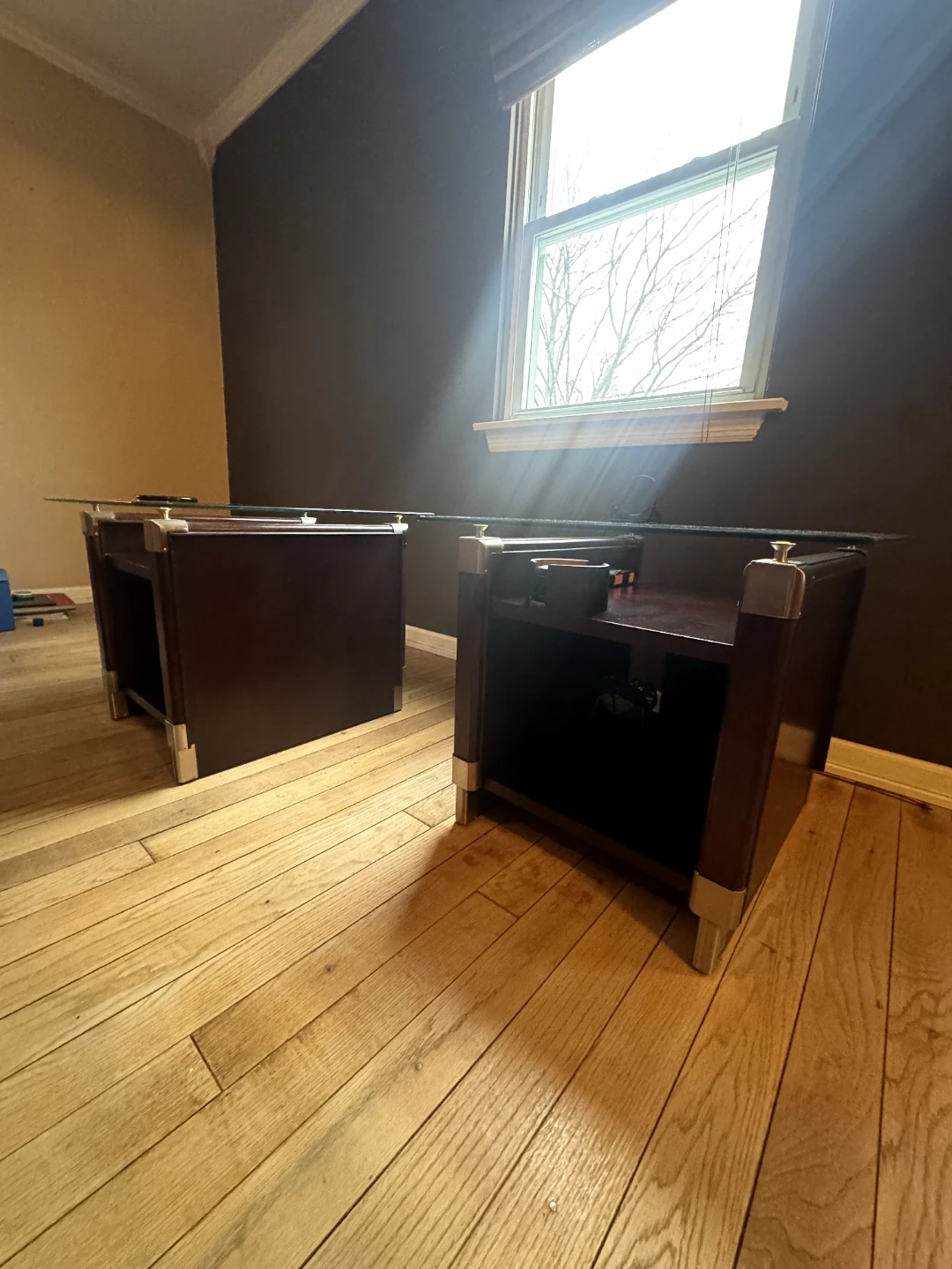 Pair of End Tables with Glass Tops - photo 2